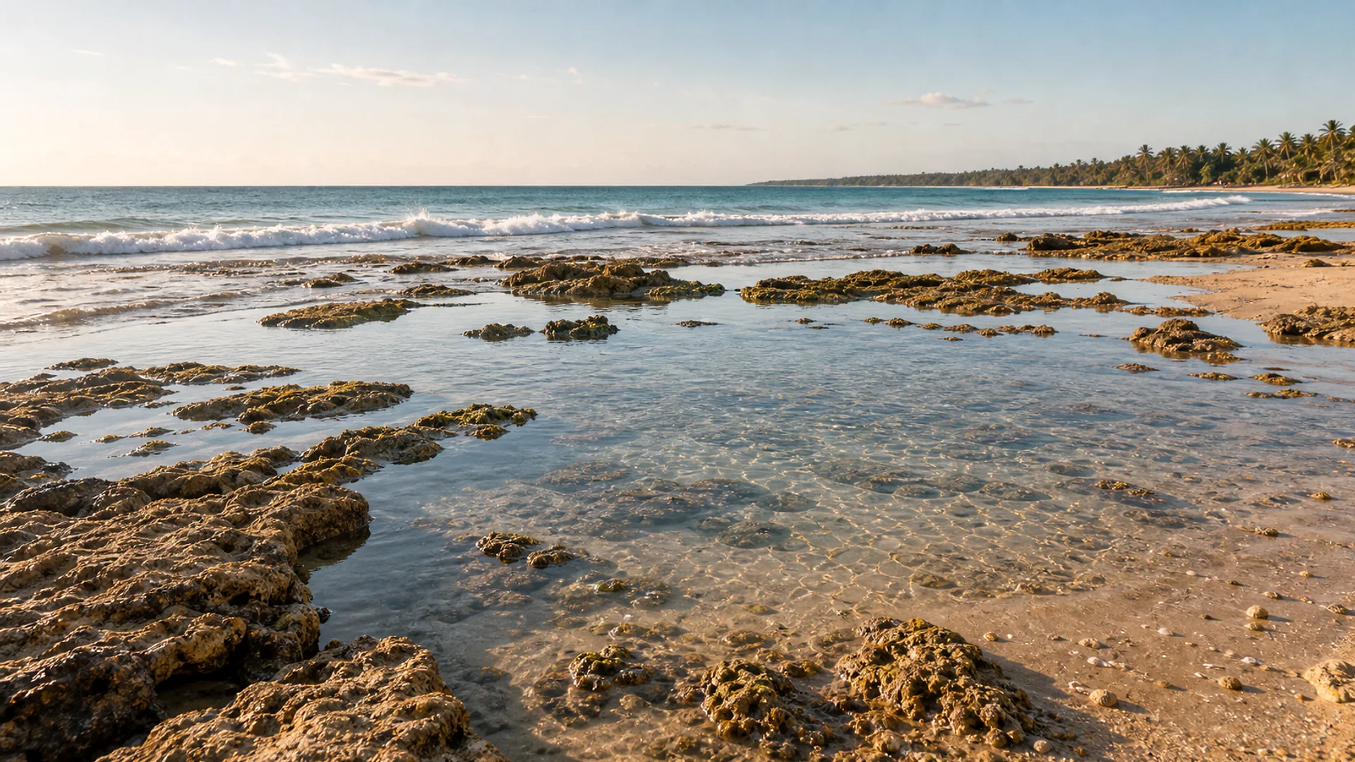 Piscinas naturais que aparecem na mare baixa